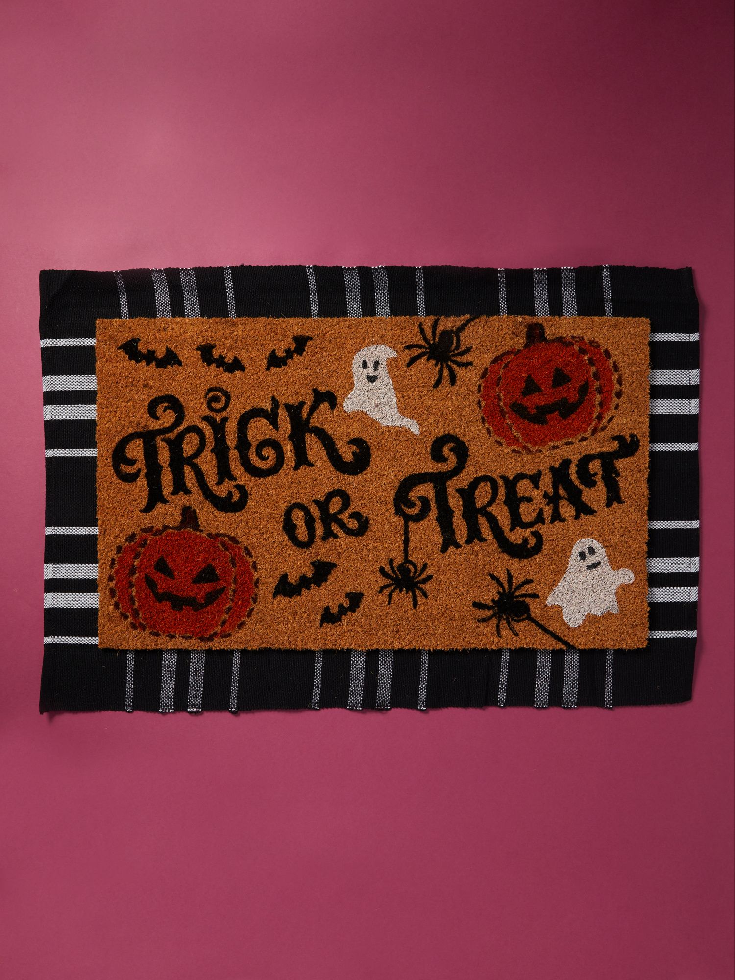 2pc Indoor Outdoor Trick Or Treat Pumpkin Spider Ghost Doormat Set | Halloween | HomeGoods | HomeGoods