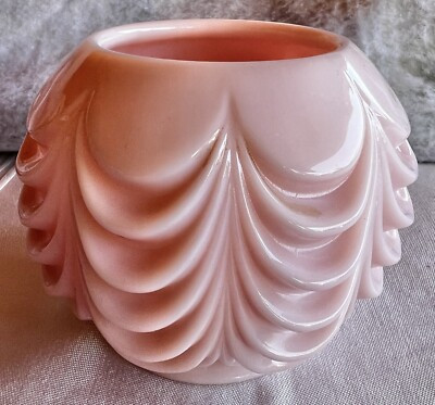 Fostoria Pink Milk Glass Swag Rose Drape Lincoln Vase Round Bowl Candle Holder  | eBay | eBay US