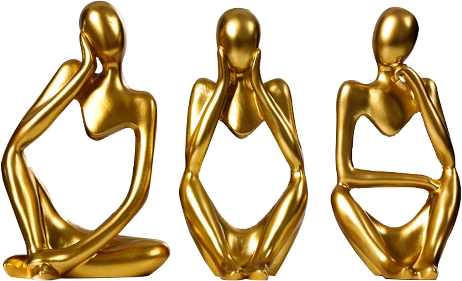 Gold Thinker Statue Decor Accents Abstract Sculptures Home Decor Modern Resin Statues Golden Deco... | Amazon (US)