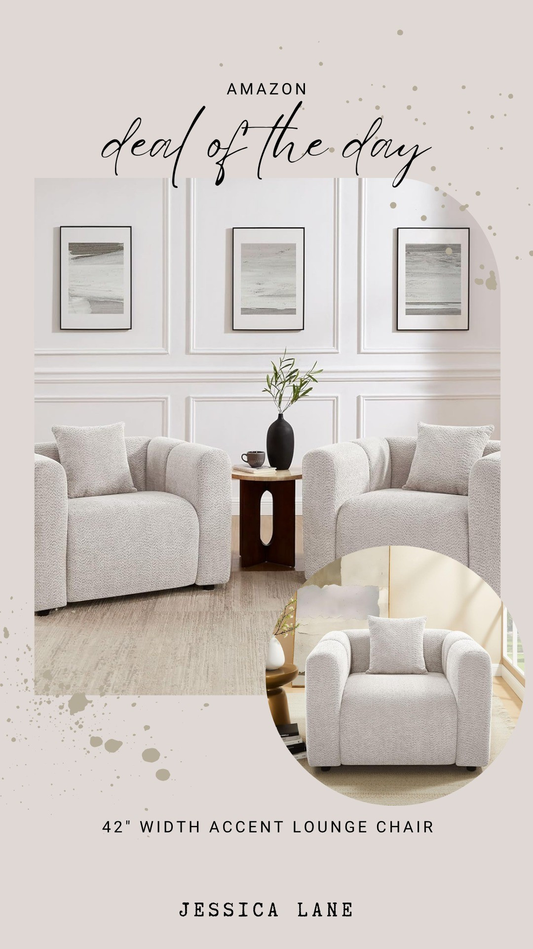 The 42" accent lounge chair features a cozy textured fabric and wide silhouette that fits perfectly in any modern reading nook. It provides a high-end look with incredible comfort for daily use.#homedesign #accentchair #interiorstyle #livingroomgoals

#LTKSaleAlert #LTKHome