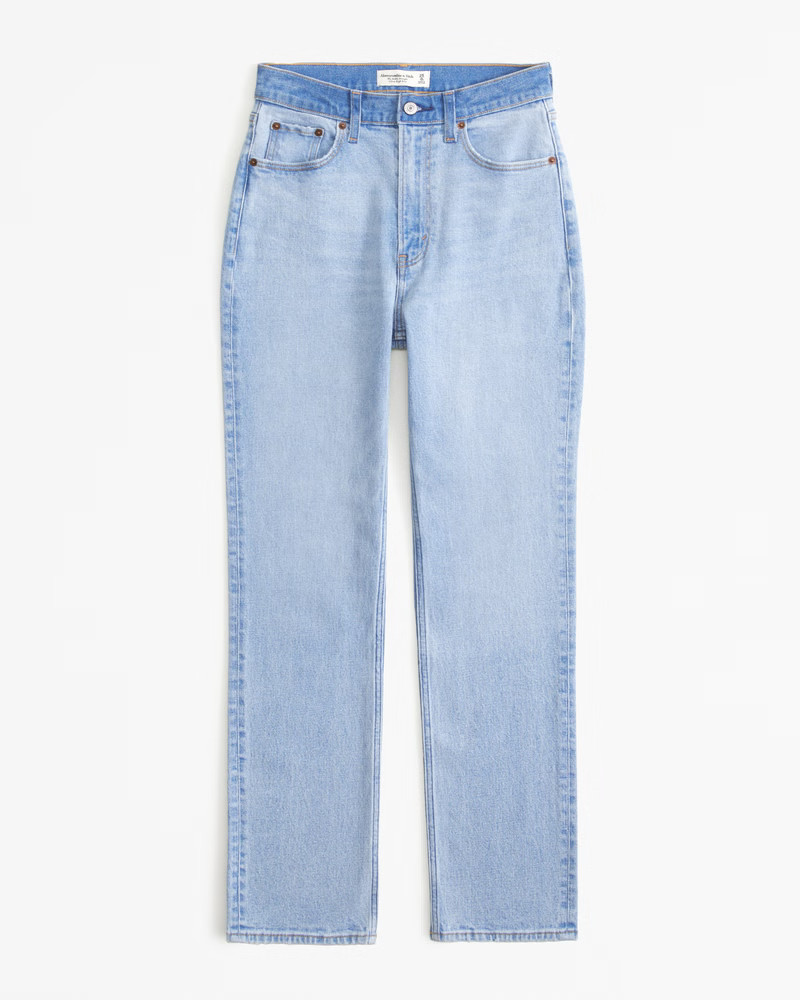 Women's Curve Love Ultra High Rise Ankle Straight Jean | Women's Clearance | Abercrombie.com | Abercrombie & Fitch (US)