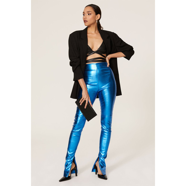 Andamane Hoola Faux Leather Zip Leggings blue | Rent the Runway