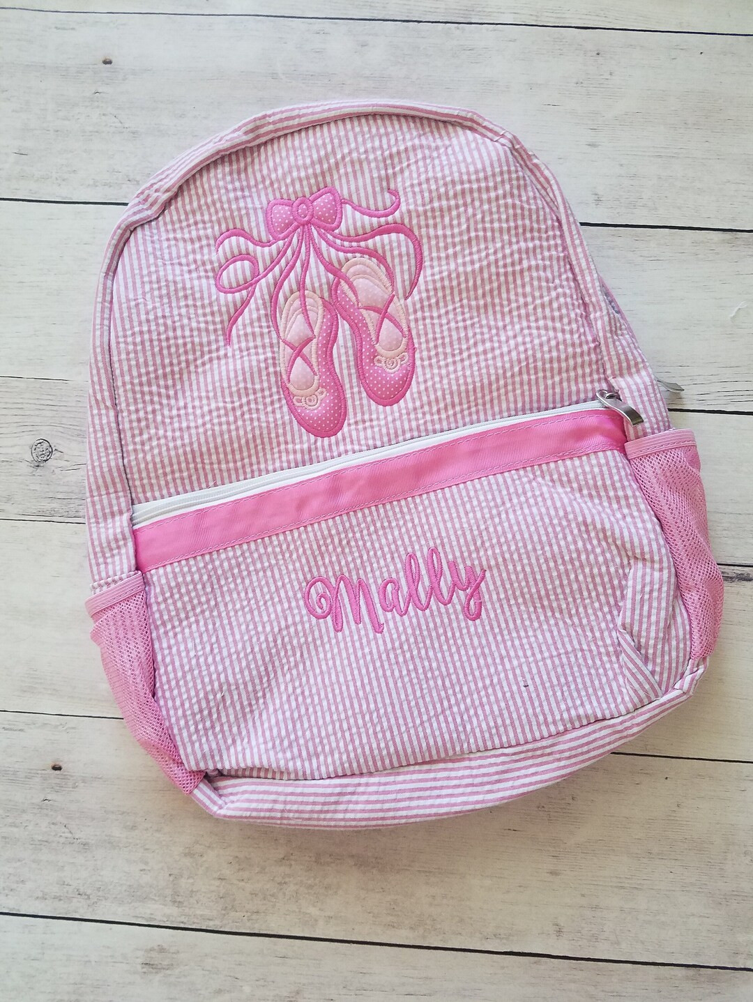 Ballet Slipper Seersucker Backpack Dance Bag Seersucker Dance Bag Personalized Dance Bag Monogram... | Etsy (US)