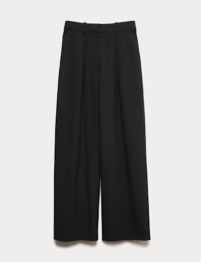 Crepe Tab Detail Wide Leg Trousers | Marks & Spencer (UK)