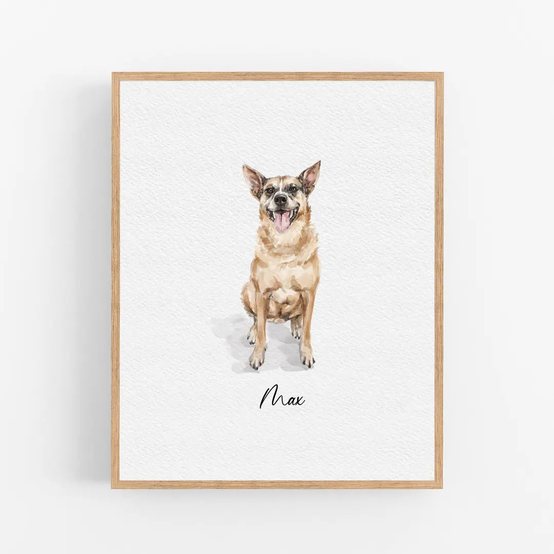 Custom Mini Watercolor Pet Portrait, Tiny Dog Portrait From Photo, Personalised Dog Memorial Gift... | Etsy (US)