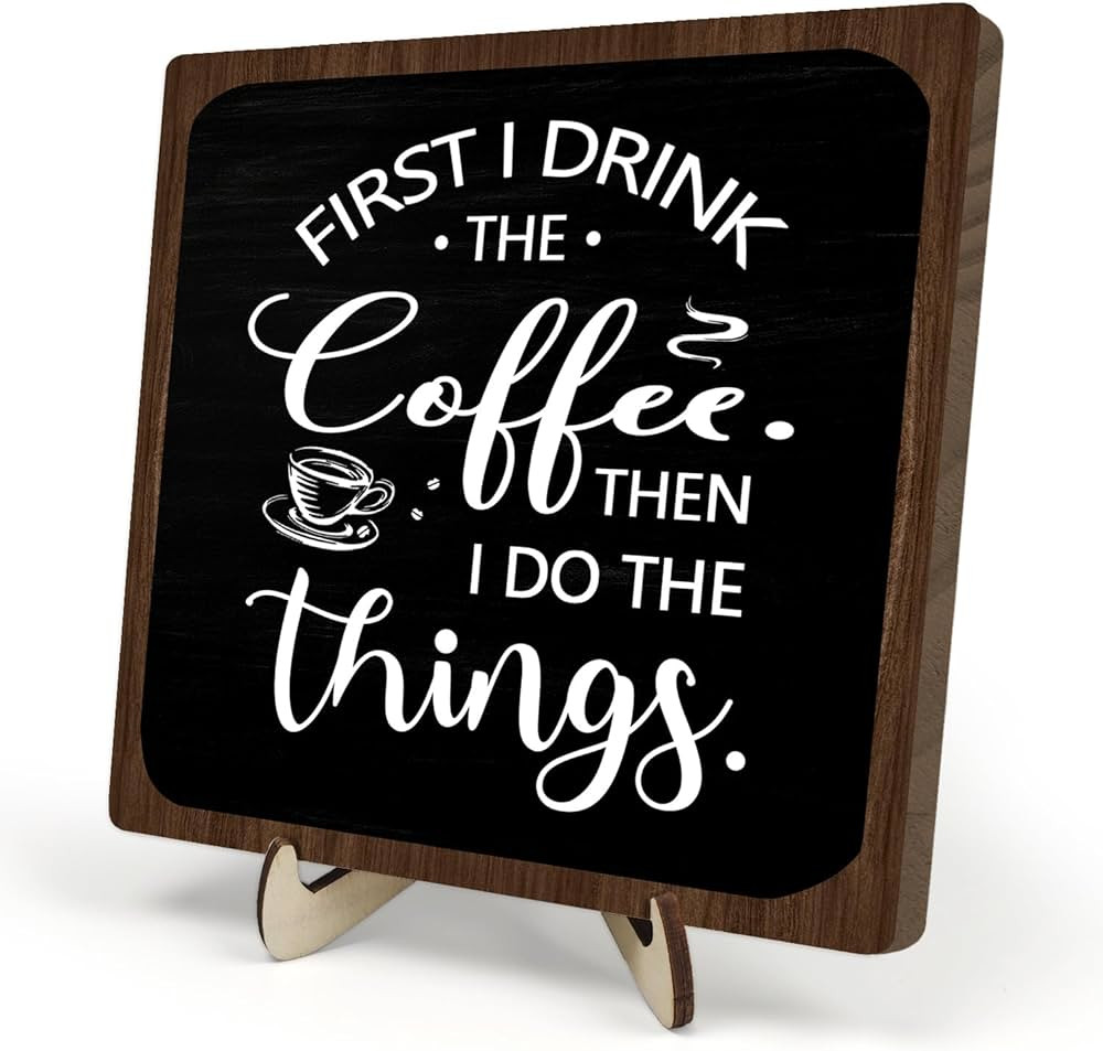 Coffee Bar Decor Sign, Coffee Bar Accessories, Funny Coffee Bar Desk Decor, Rustic Wooden Plaque ... | Amazon (US)