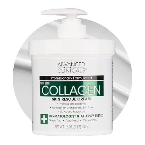 Advanced Clinicals Collagen Cream Body Lotion & Face Moisturizer W/Vitamin E | Skincare Moisturizing Collagen Lotion For Women, Men, Hand, & Neck Improves Look Of Crepey Skin & Uneven Dry Skin, 16Oz | Amazon (US)