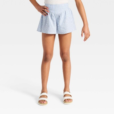 Girls' Woven Striped Beach Shorts - Cat & Jack™ Blue M | Target