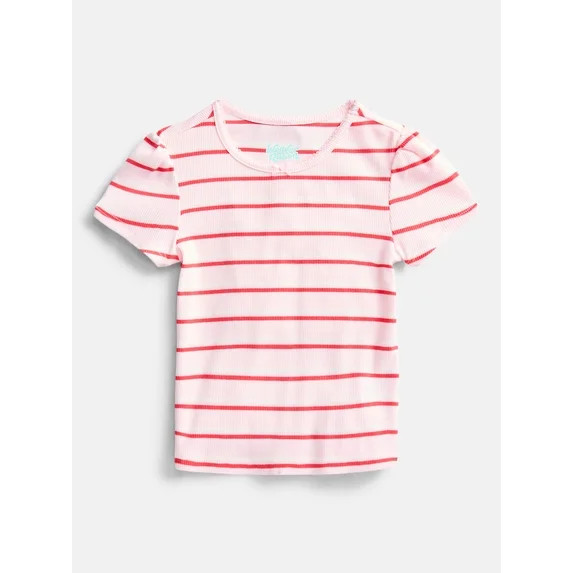 Wonder Nation Girls Baby Tee with Short Sleeves, Sizes 4-10 | Walmart (US)