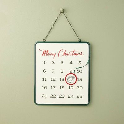 Christmas Advent Calendar with Santa Magnet White/Green/Red - Hearth & Hand™ with Magnolia | Target
