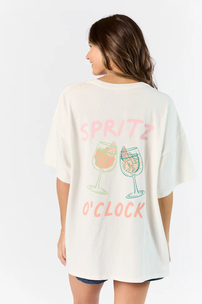 Cin Cin! Off White Hyfve Oversized Graphic Tee | Pink Lily