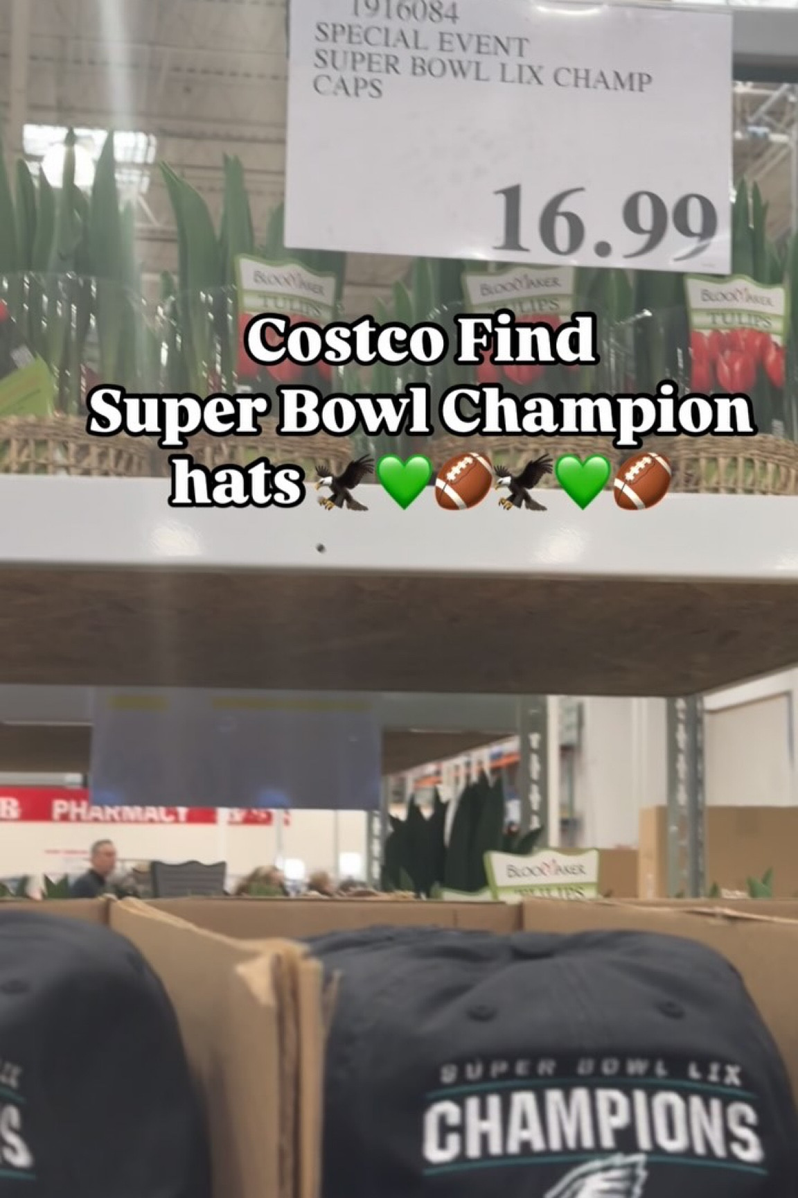 Super Bowl champion hats at @costco - this was at the King of Prussia location on Tuesday Feb 11th!! @nfl 

Fly eagles fly!!! 
🦅💚🏈🦅💚🏈