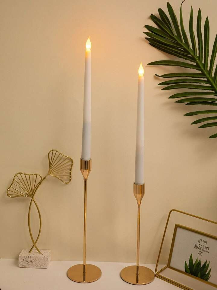 2pcs Electronic Flameless Candle, Plastic Battery Powered Candle Light For Home Decor | SHEIN