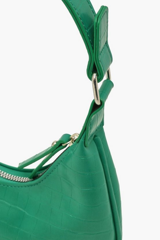Green Pu Croc Shoulder Bag | Boohoo.com (US & CA)