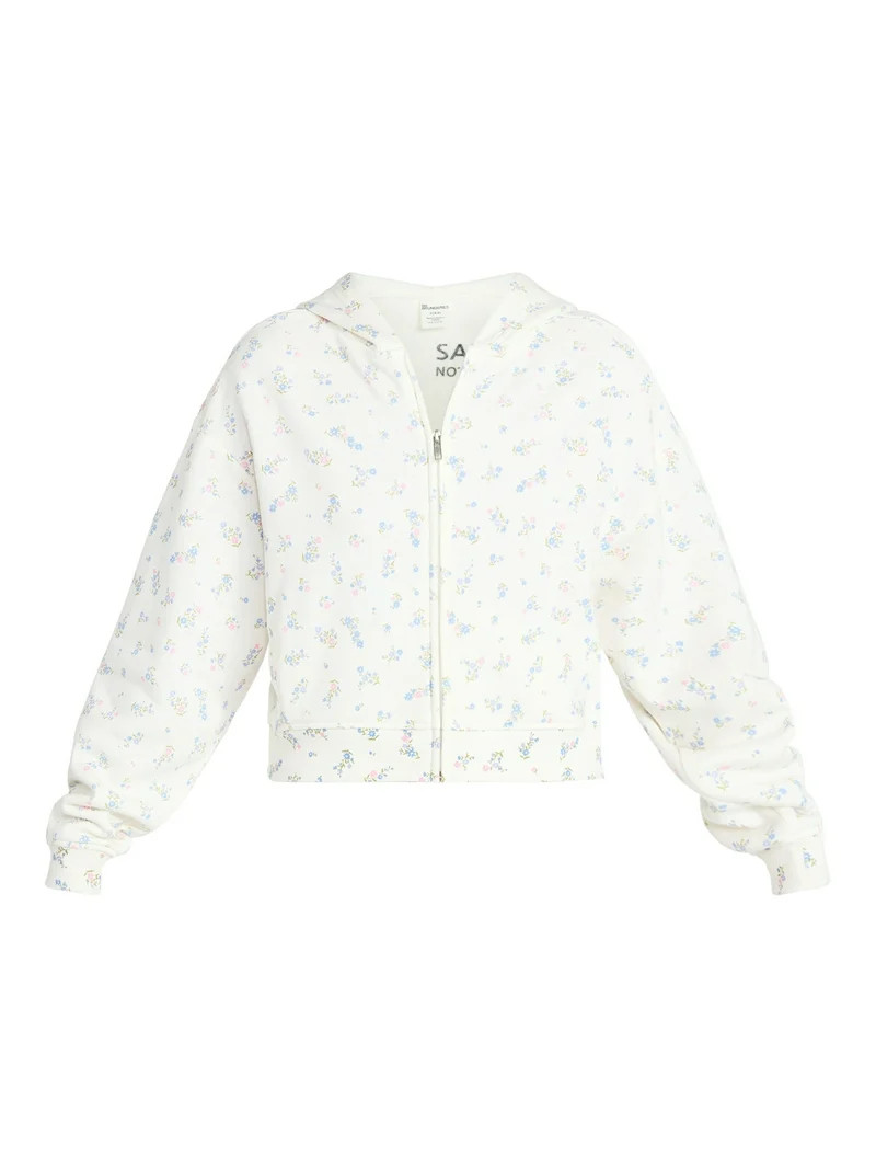 No Boundaries Boxy Zip-Up Hoodie, Women's XXS-XXL | Walmart (US)