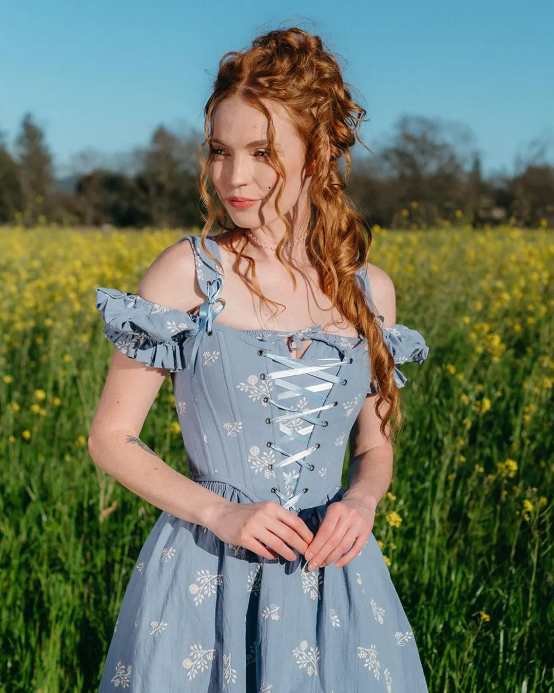 Regency Blue Floral Corset: Embroidered Cotton Renaissance Bodice with Adjustable Lacing | Etsy (US)