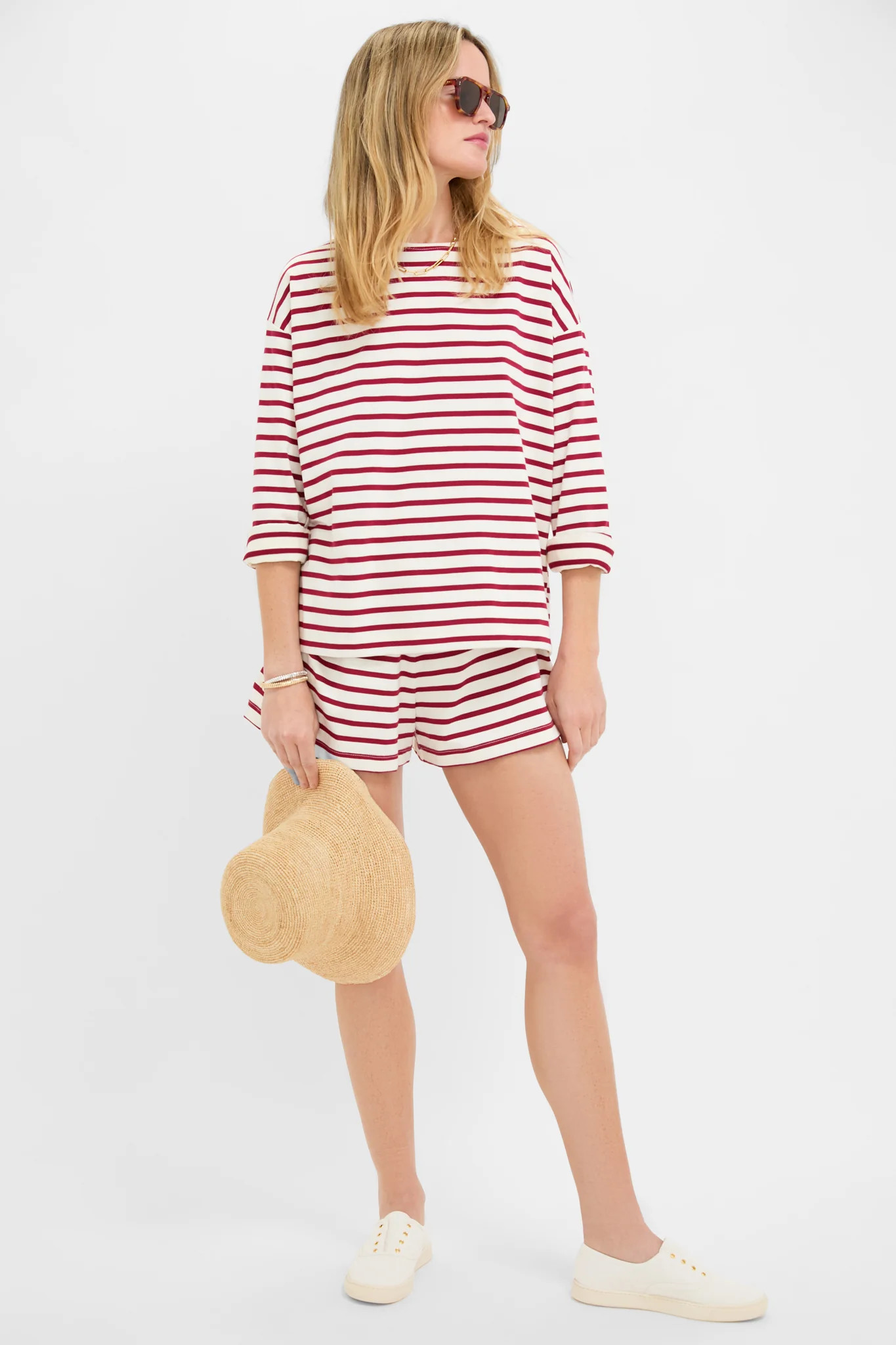 Red and Ivory Stripe Knit Olympia Short | Tuckernuck (US)