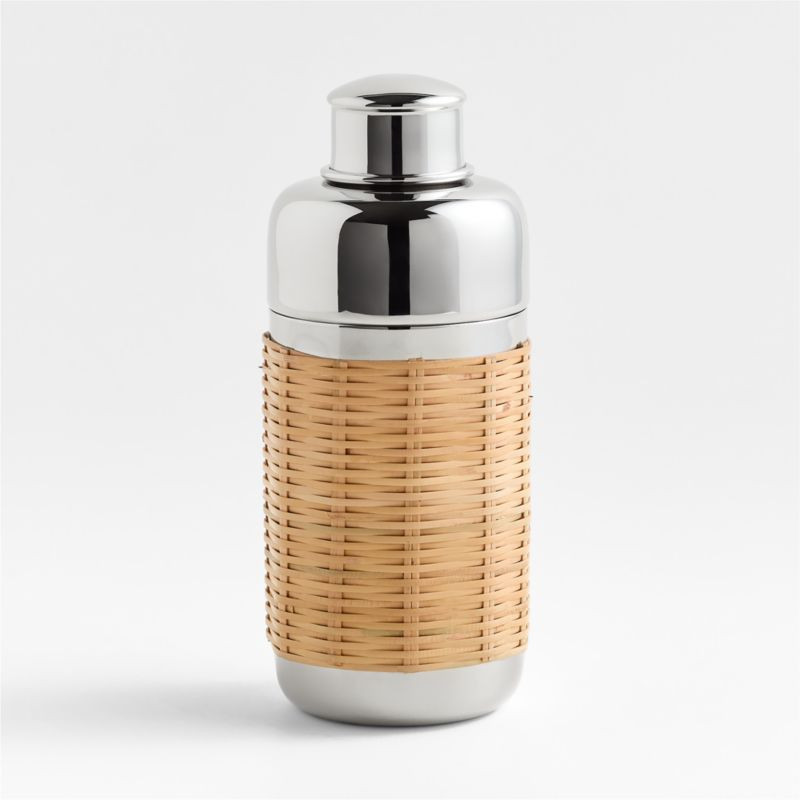 Amici Wicker Cocktail Shaker | Crate & Barrel | Crate & Barrel