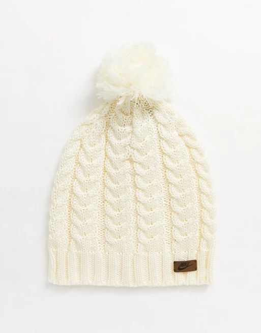 Nike cream beanie With pom pom | ASOS US