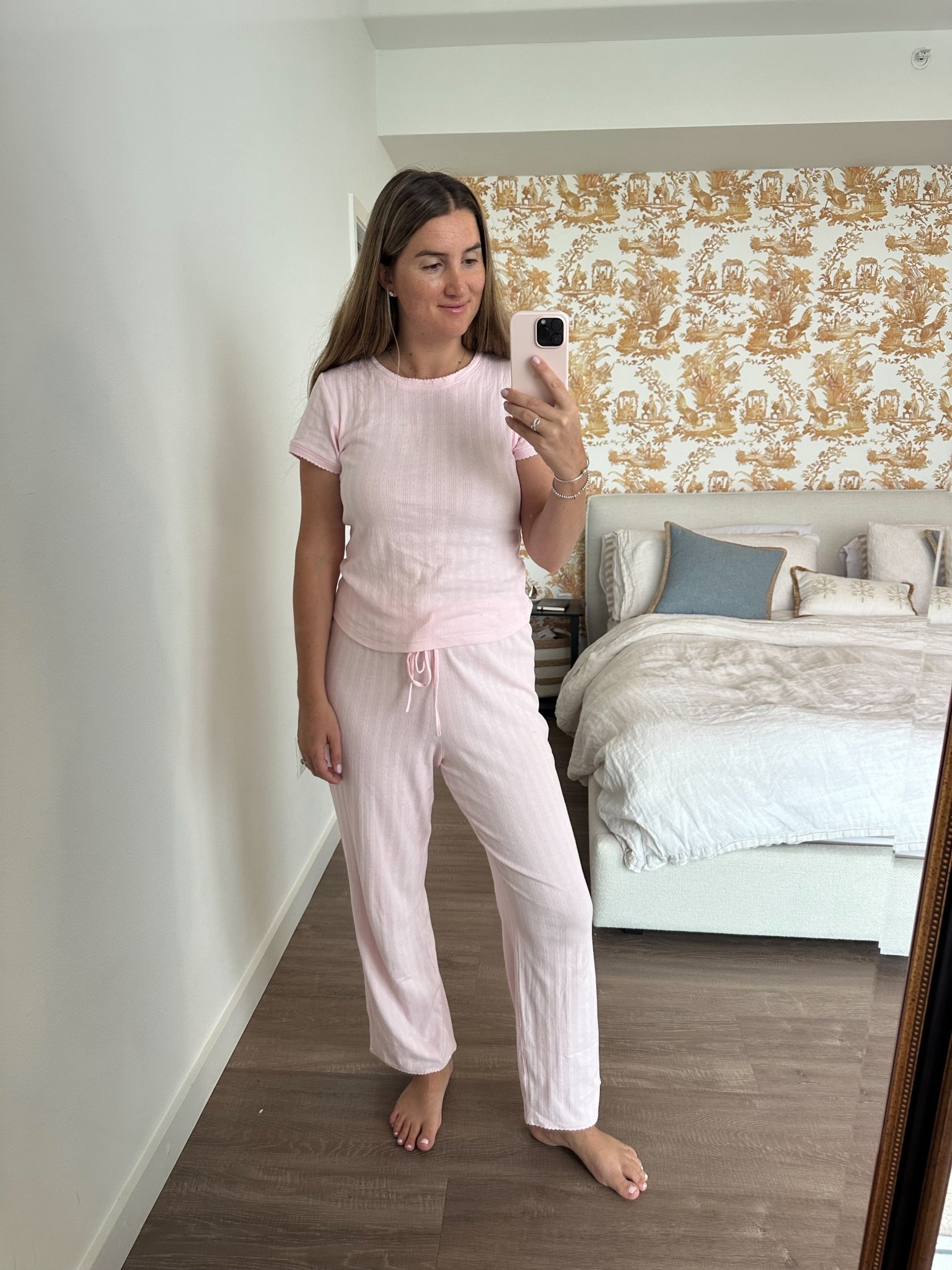 Light pink pointelle pajama set from hill house! I got a size large!

I suggest sizing up if you don’t want a body-clinging fit.

#LTKSeasonal #LTKHoliday #LTKGiftGuide