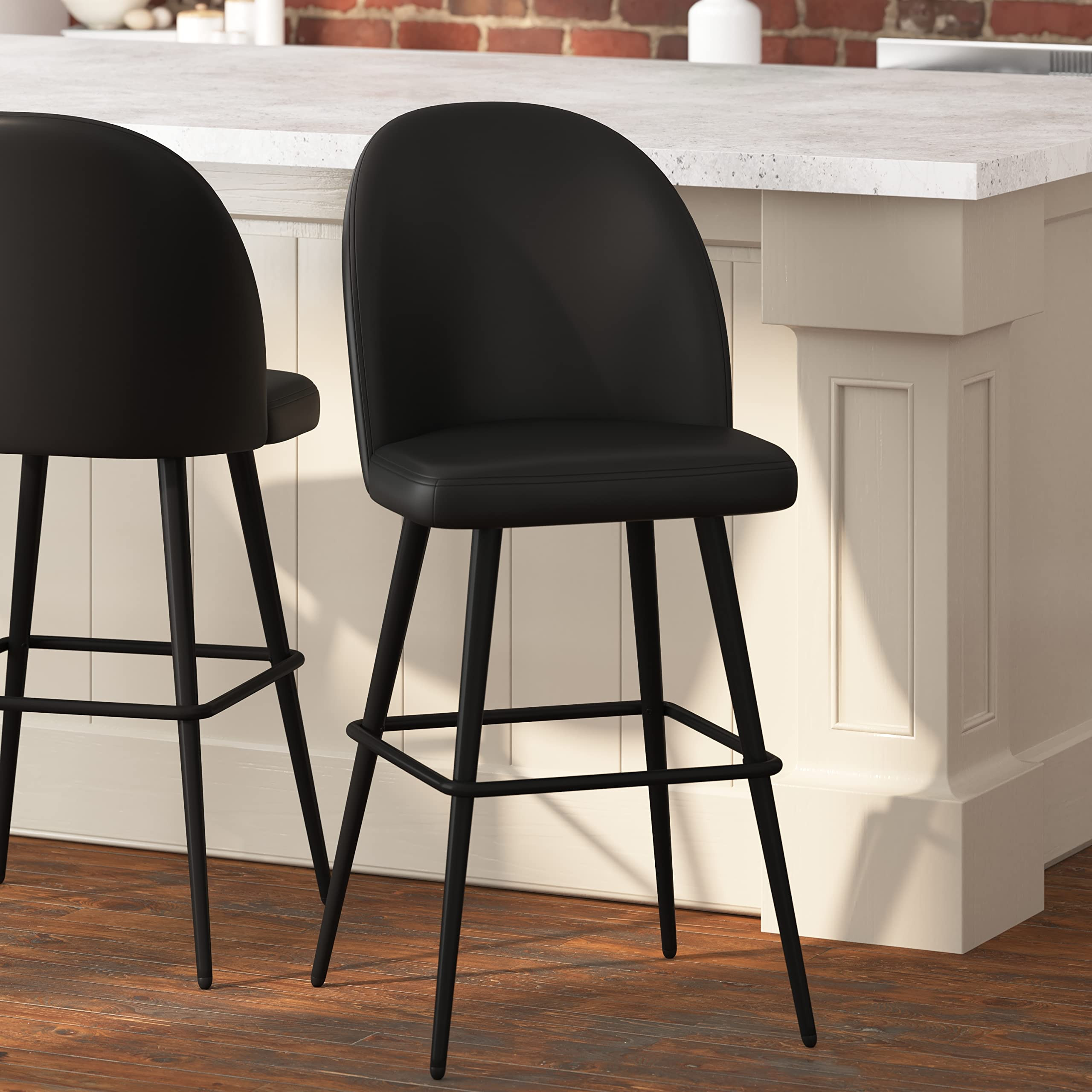 Taylor & Logan Alita Black Faux Leather Counter Stools | Amazon (US)