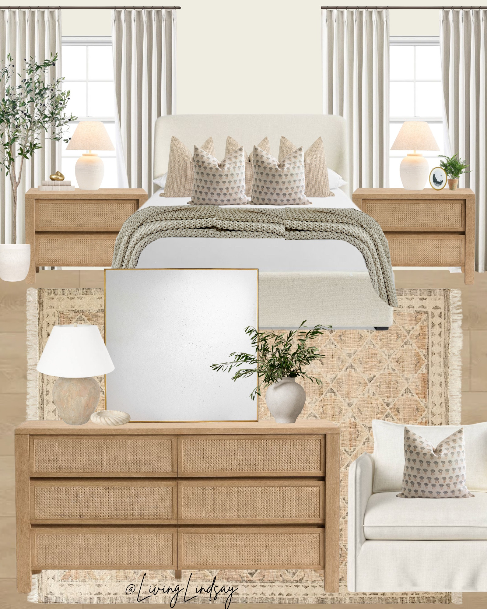 Neutral bedroom, neutral home, neutral decor, wood bedroom furniture, wood nightstands, wood dresser, area rug, neutral area rug, cozy bedroom

#LTKHome #LTKStyleTip #LTKFamily