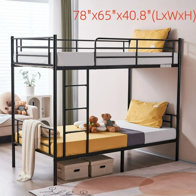 Zimtown Twin over Twin Steel Bunk Beds Frame Ladder Bedroom Dorm Room for Kids Adult Children - W... | Walmart (US)