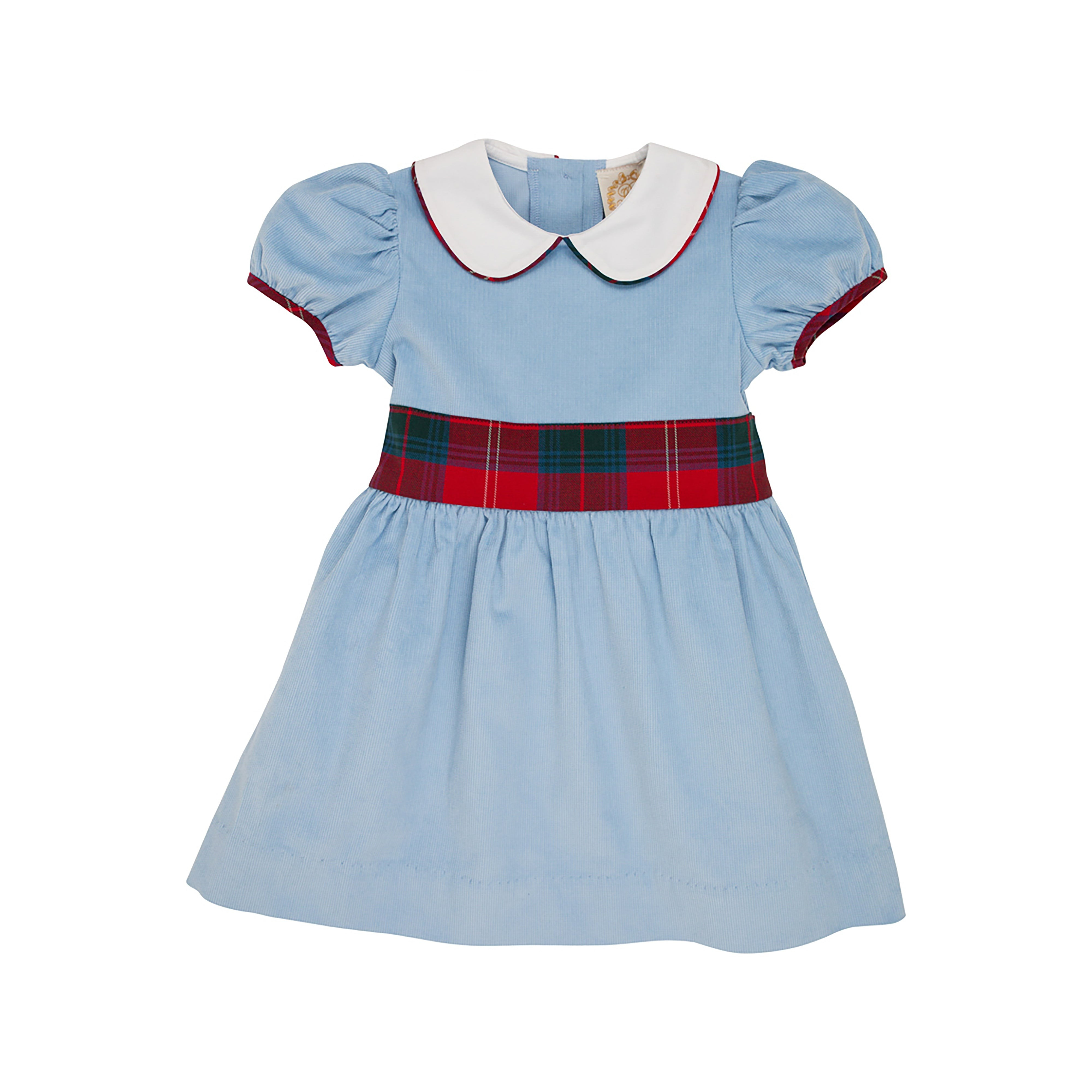 Cindy Lou Sash Dress (Corduroy) - Barrington Blue with Worth Avenue White & Middleton Place Plaid | The Beaufort Bonnet Company