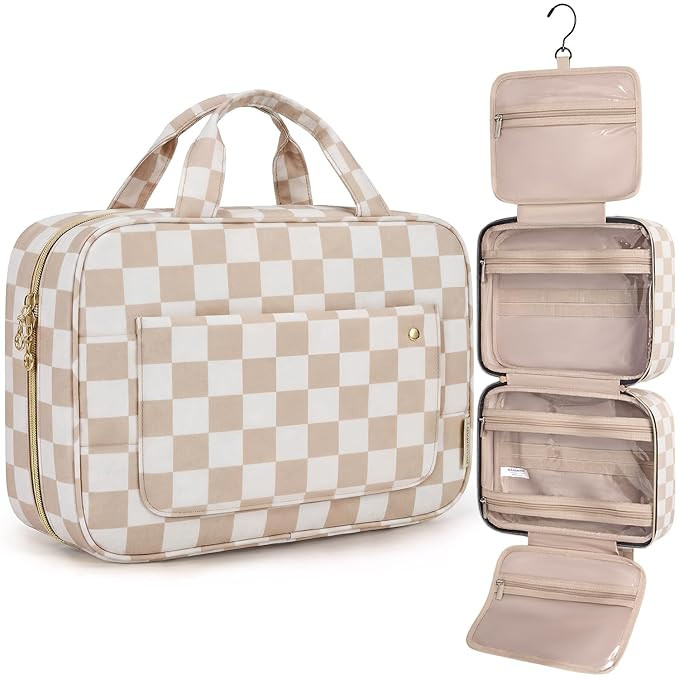 BAGSMART Toiletry Bag Travel Bag with Hanging Hook, Water-resistant Makeup Cosmetic Bag Travel Or... | Amazon (US)