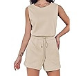 Tongmingyun Women's Summer Sleeveless Rompers Crew Neck Casual Fashion Short Jumpsuits with Pocke... | Amazon (US)