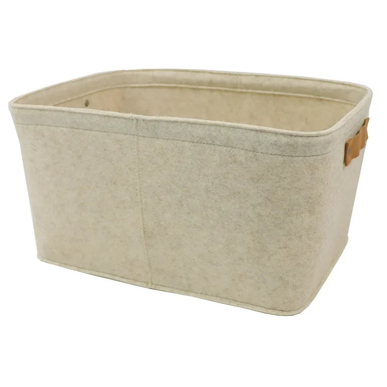 Mainstays Medium Felt Decorative Storage Basket, Oatmeal - Walmart.com | Walmart (US)