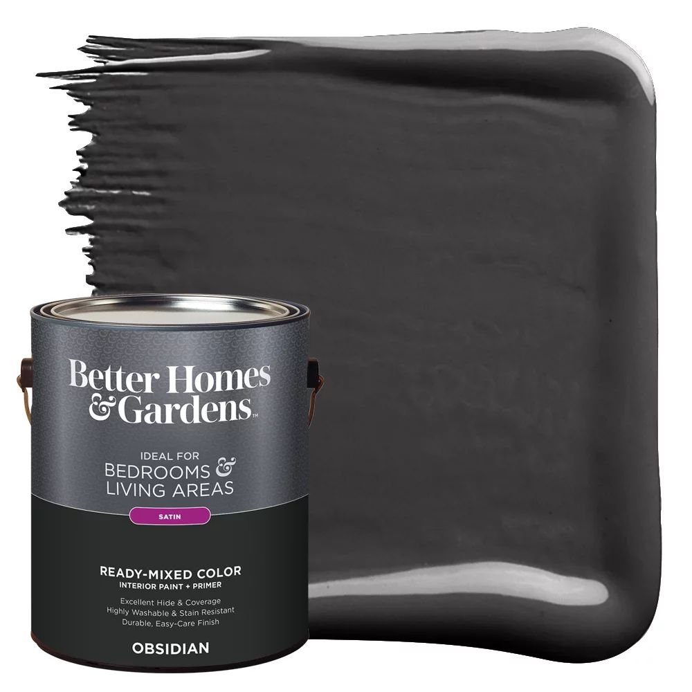 Better Homes & Gardens Interior Paint and Primer, Obsidian / Black, 1 Gallon, Satin | Walmart (US)
