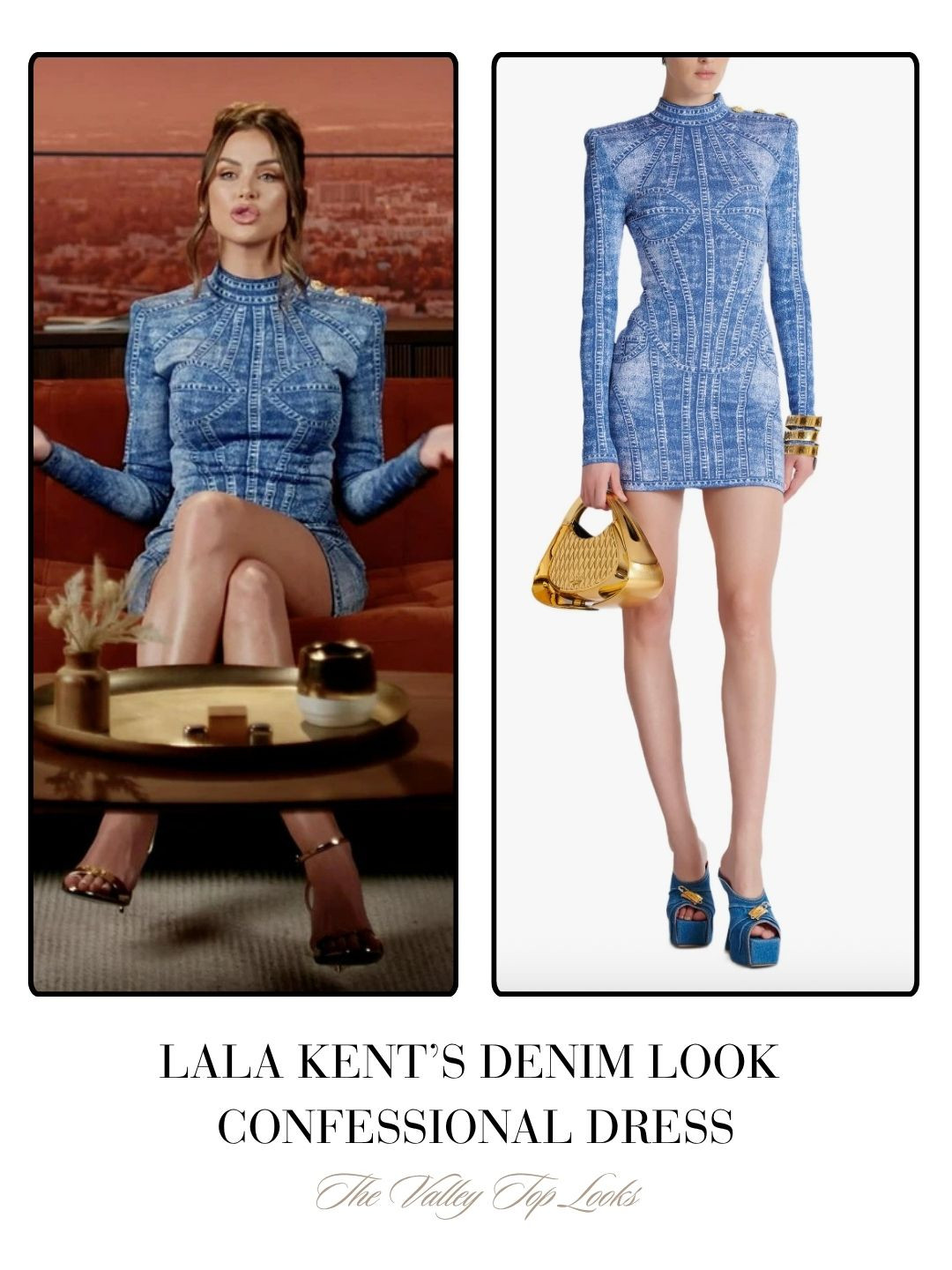 Lala Kent's Denim Look Confessional Dress on The Valley Season 3 Episode 1 

 