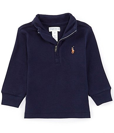Ralph Lauren Baby Boys 3-24 Months Long Sleeve Quarter-Zip Interlock Pullover - 6 Months | Dillard's