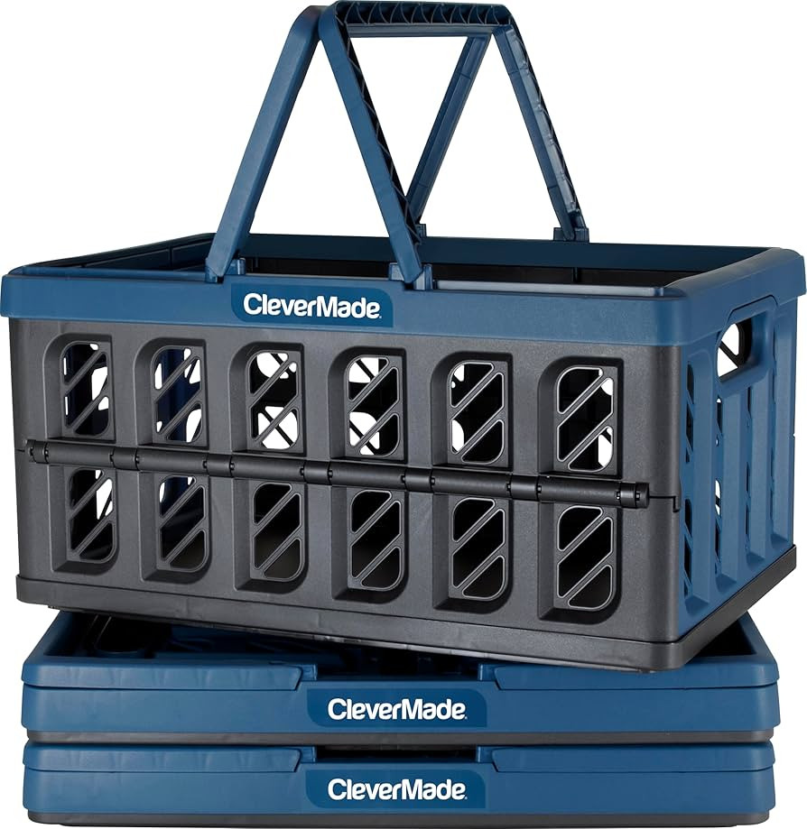 CleverMade Collapsible Shopping Basket, Ocean, 3PK - 24L (6 Gal) Reusable Plastic Grocery Shoppin... | Amazon (US)