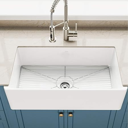 KOHLER K-5827-0 Whitehaven Farmhouse Self-Trimming Undermount Single-Bowl Sink with Tall Apron, W... | Amazon (US)