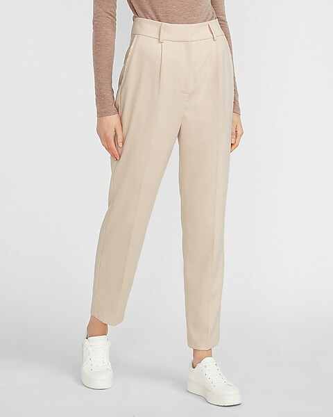 High Waisted Tapered Flannel Ankle Pant | Express