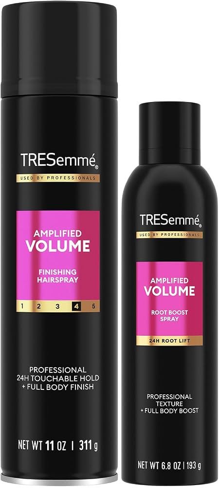 TRESemm\u00e9 Amplified Volume Finishing Hairspray & Root Boost Spray \u2013\u202f24H Lift, Volum... | Amazon (US)