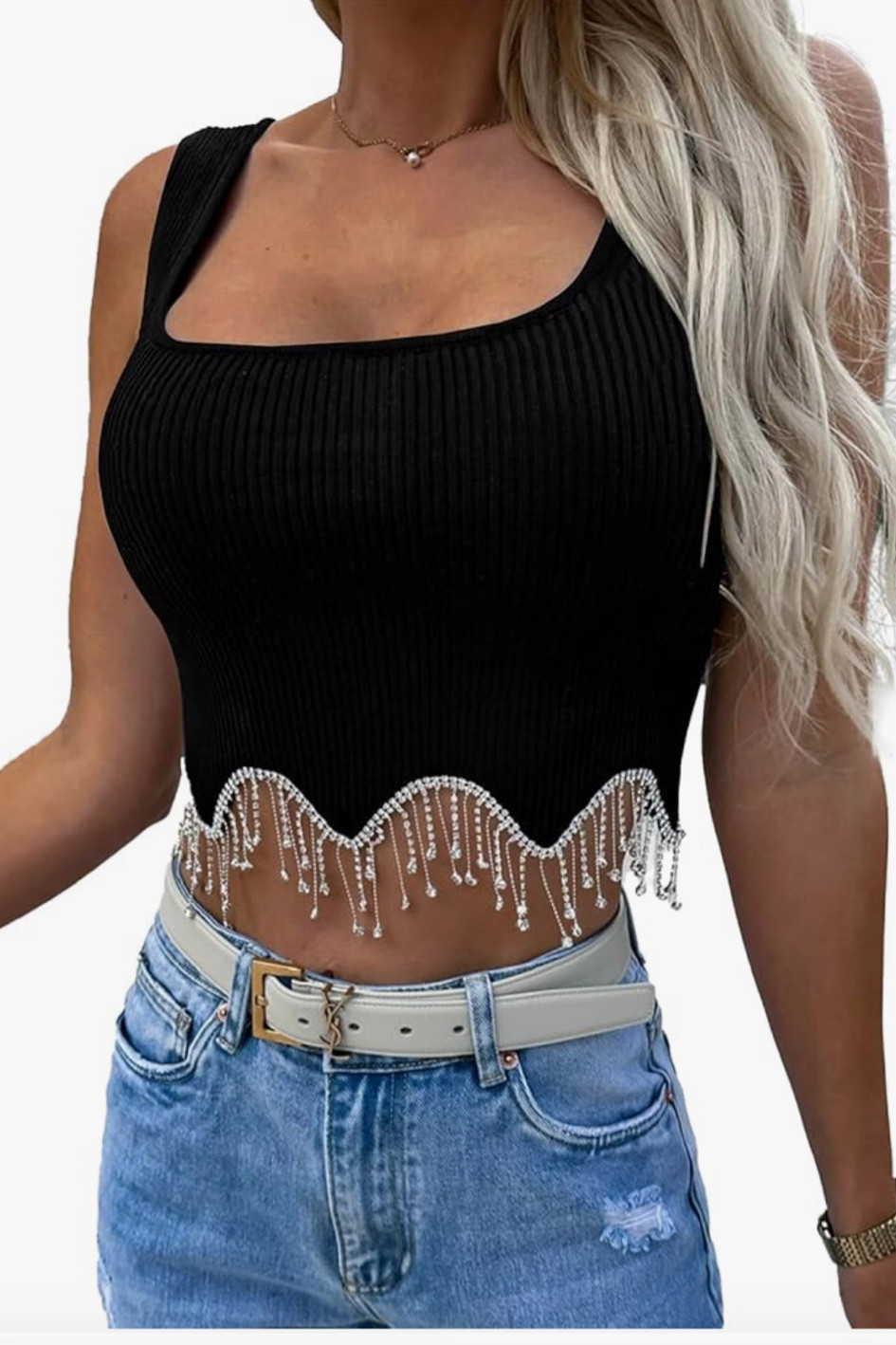 Country concert outfit - black sleeveless rhinestone fringe ribbed crop top tank 

#countryconcert #concertoutfit #concertlook #concertstyle #fringe #rhinestone #fringeshirt #rhinestoneshirt #croptop #blacktop #countryconcertstyle #countryconcertlook #amazon #amazonstyle #amazonfashion #trendy #womensfashion #womens 

#LTKStyleTip #LTKSeasonal #LTKSaleAlert