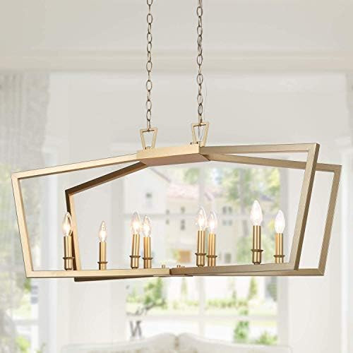 KSANA Gold Chandelier, Modern 8 Lights Metal Light Fixture for Dining Room and Kitchen Island | Amazon (US)