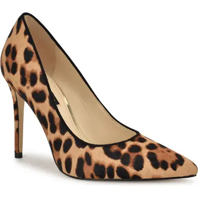 Nine West Fresh Genuine Calf Hair Pointed Toe Pump in Dark Natural at Nordstrom, Size 5 | Nordstrom