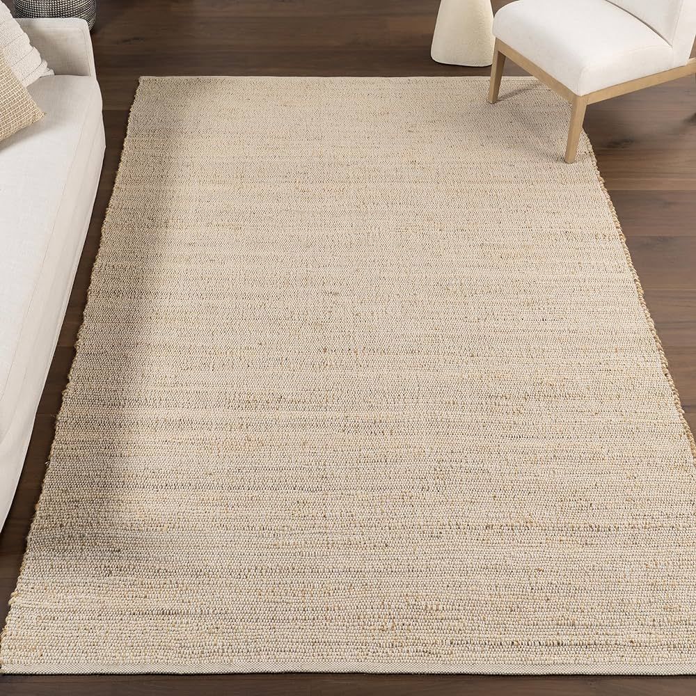 nuLOOM 8x10 Elfriede Jute & Cotton Hand Woven Area Rug, Natural, Solid Rustic Farmhouse Style, We... | Amazon (US)