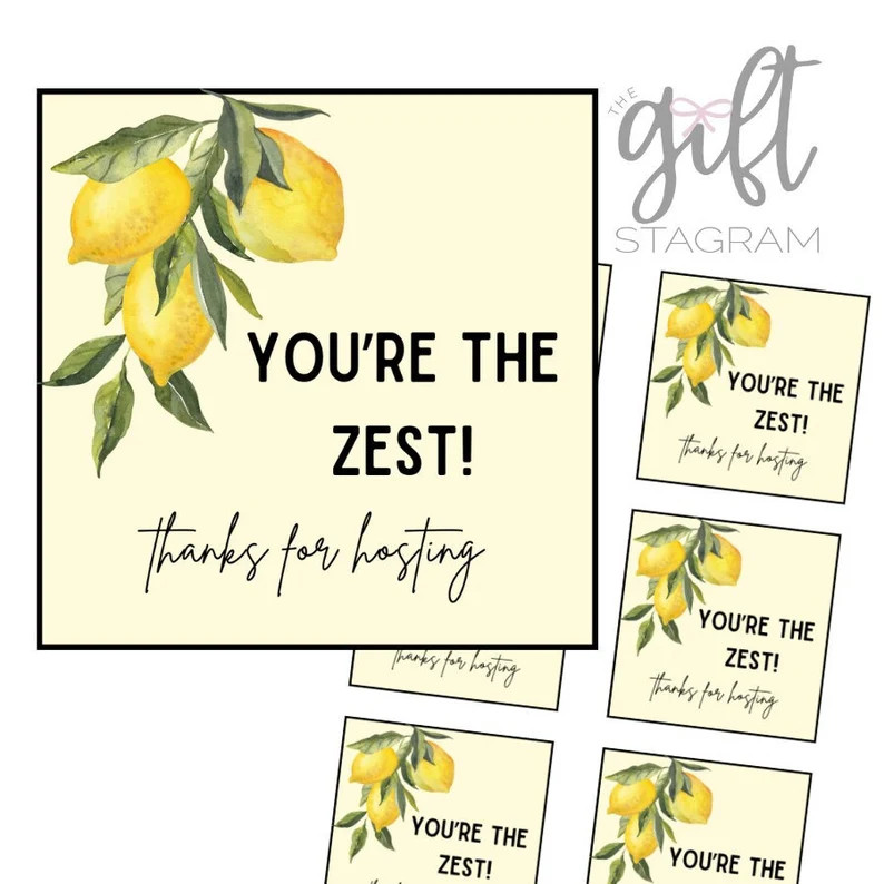 You're the Zest Thanks for Hosting Gift Tag | DIGITAL DOWNLOAD | Host Thank You Gift Tag | Thank ... | Etsy (US)