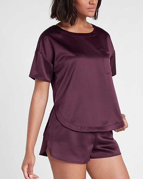 Satin Short Sleeve Pajama Shirt | Express