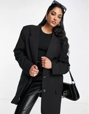 ASOS DESIGN boxy oversized grandad blazer in black | ASOS (Global)