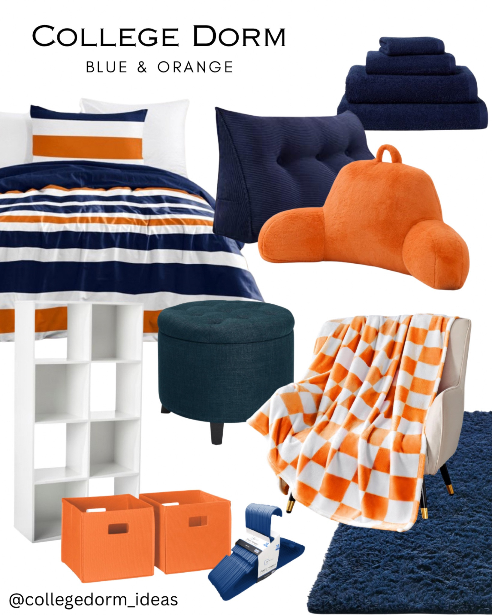 College dorm room inspiration: blue and orange

#dormdecor #dormroom #collegedor
