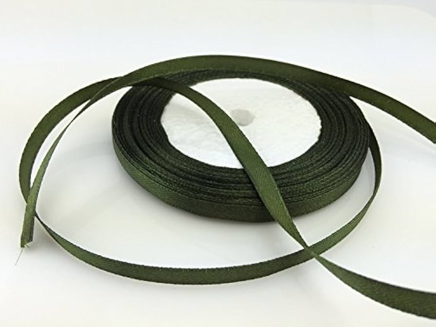Solid Color Satin Ribbon 1/4",25yds (army green) | Amazon (US)