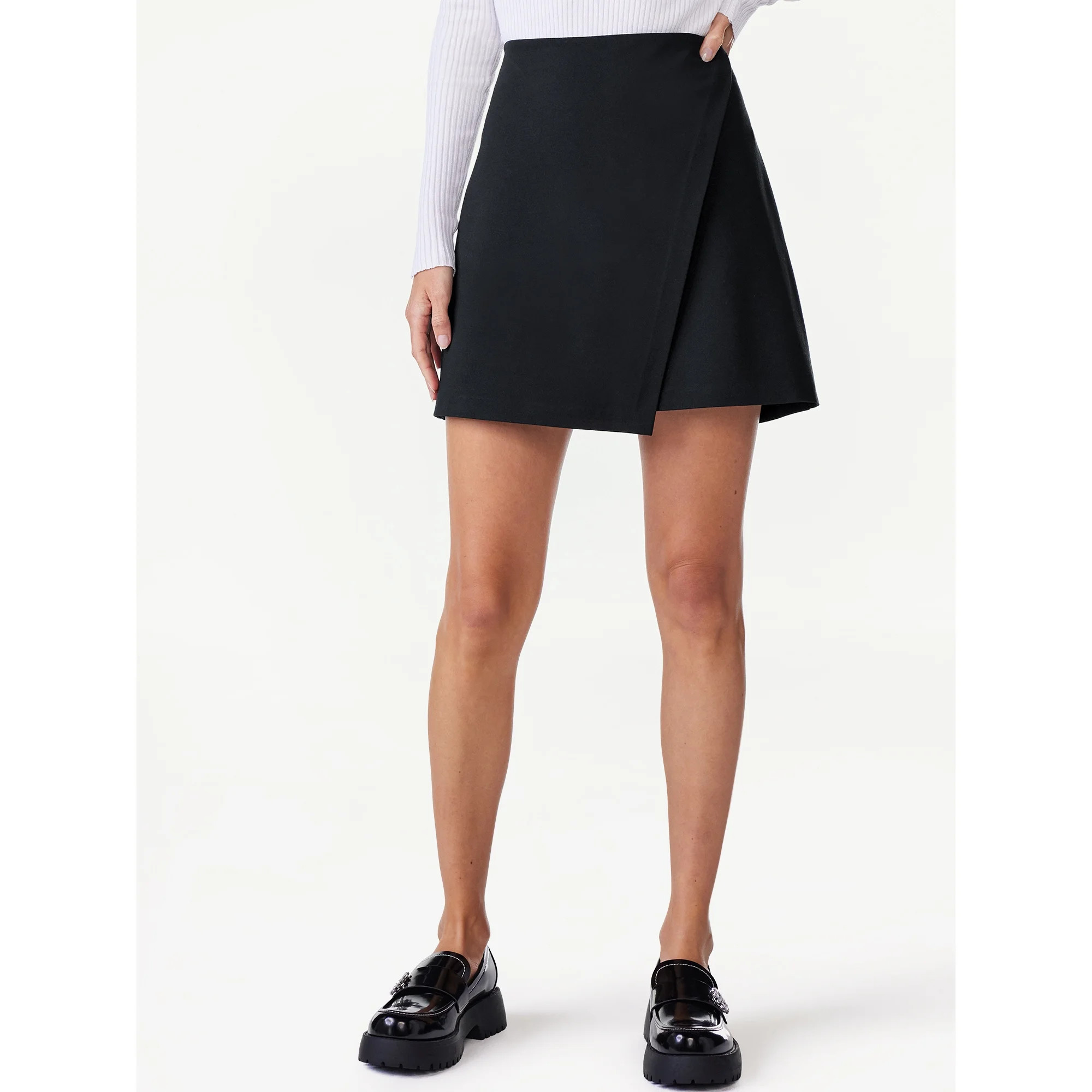 Scoop Women's Fold Over Ponte Mini Skirt, Sizes XS-XXL | Walmart (US)