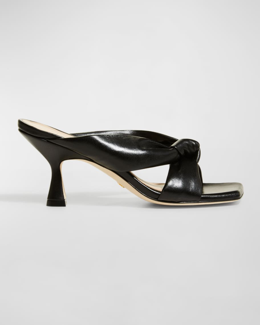 Stuart Weitzman Playa Knot Kitten-Heel Sandals | Neiman Marcus