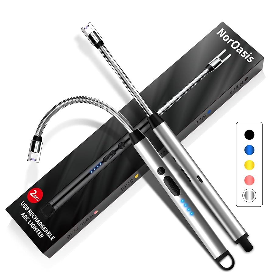 2-Pack Rechargeable Electric Candle Lighters, Flameless Windproof Long Lighter with 360° Flexibl... | Amazon (US)